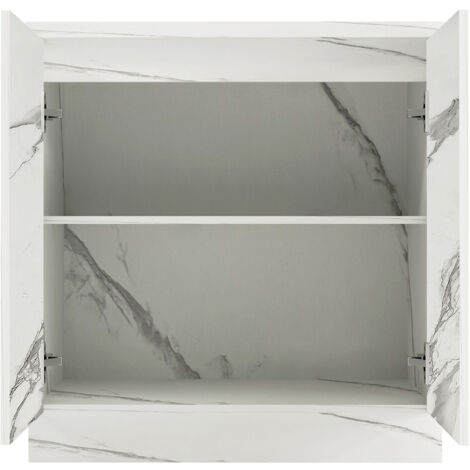 Mobile Base Cucina Componibile in Legno Bianco Effetto Marmo 2 Ante 2 Scomparti