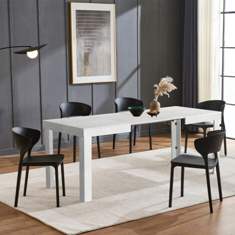 Tavolo da Pranzo Cucina Allungabile Fino a 6 Posti 120-200cm Bianco Frassinato (1/5)