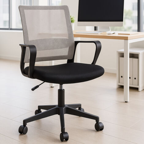 Sedia da Scrivania Nero e Grigio Ruote Piroettanti Seduta Ergonomica da Ufficio (1/5)
