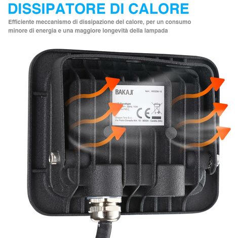 Faro Led 50W Luce Alta Luminosita 4250lm Faretto Esterno Slim Bianco Freddo IP65