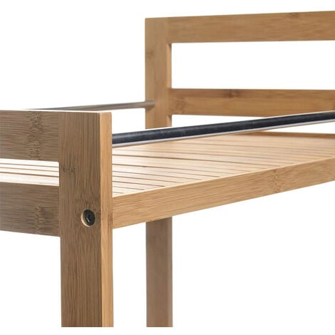 Carrello Cucina Salvaspazio 2 Scomparti Legno Bambu Carrellino di Servizio