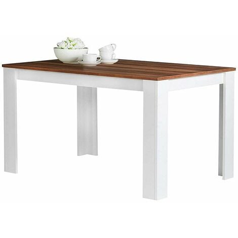 Tavolo da Pranzo Cucina Rettangolare Moderno in Legno 120x80x74cm Bianco e Noce