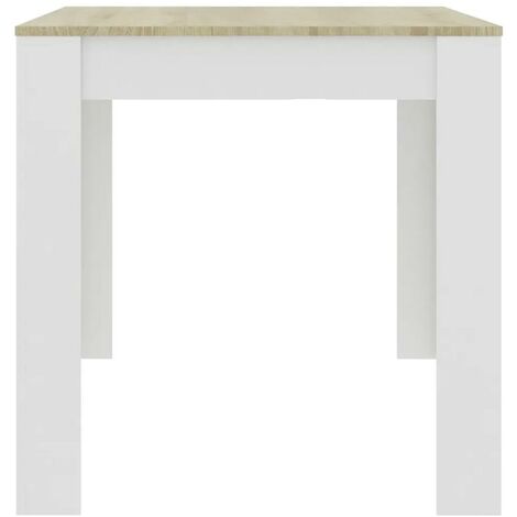 Tavolo da Pranzo Cucina Rettangolare Moderno in Legno 120x80x74cm Bianco e Acero