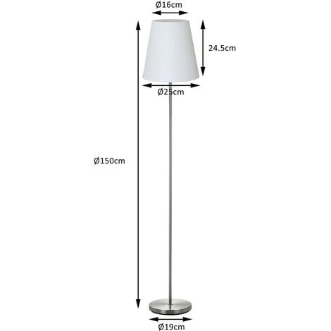Lampada Piantana da Terra 150cm Design Moderno Paralume E27 60W Tessuto Bianco