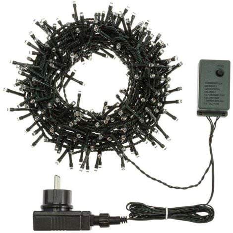 Catena Luminosa 300 LED Bianco Freddo Uso Interno Esterno Con Controller 8 Funz.