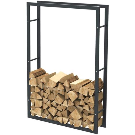 Portalegna Verticale In Metallo Con 2 Ripiani E 4 Ganci – 100x40x30 Cm, Per Interno Ed Esterno