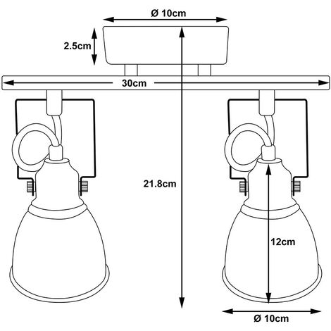 Lampadario Lampada 2 Luci Faretti Direzionabili Metallo Design Moderno E14 Silve