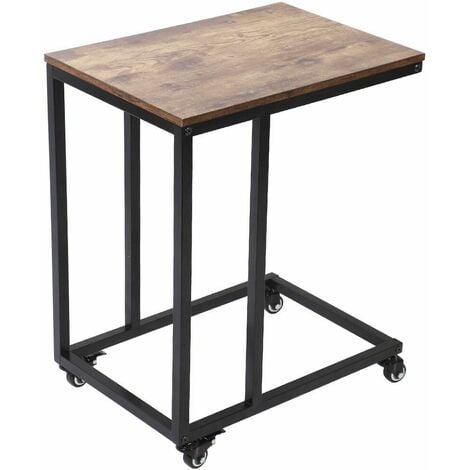 Tavolino da Caffe Porta Pc Laterale Divano Letto Metallo legno con Ruote  Moderno