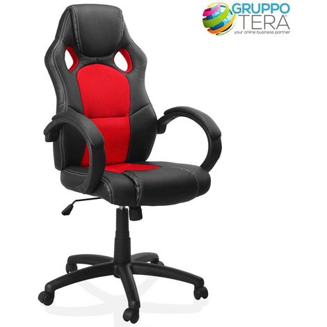 Sedia Poltrona da Ufficio Direzionale Ruote Girevoli Sportiva Race Gaming  Rosso