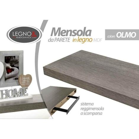 Mensola da parete bianca 40x25 cm in mdf con reggimensola a scomparsa  scaffale