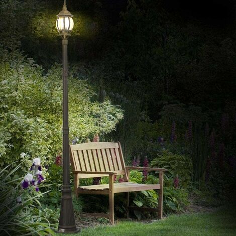 Lampione Vittoriano Classico da Giardino Lampada Esterno Alluminio 202cm Ottone