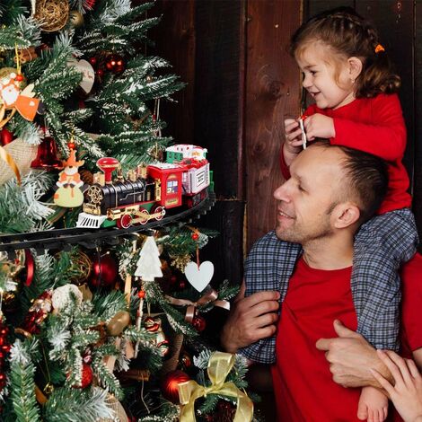Trenino Natalizio con Supporto per Centro Albero Treno Elettrico con Luci Natale