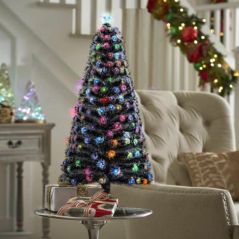 Albero di Natale pre-illuminato in fibra ottica, Albero Natale artificiale con foglie iridescenti luci LED 120/150/180cm