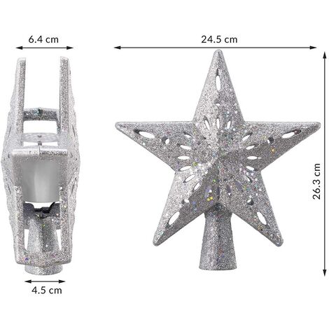 Puntale Proiettore LED per Albero di Natale Forma Stella Silver Gioco di Luce
