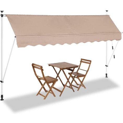 Tenda Sole Balcone Estensibile Parasole Avvolgibile Esterno con Gambe 300cm  Beig