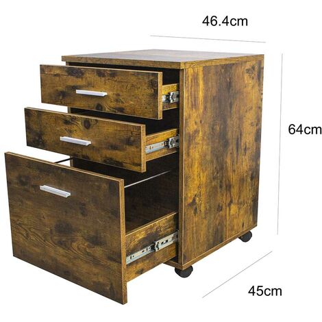 Cassettiera scrivania ufficio in legno 3 cassetti