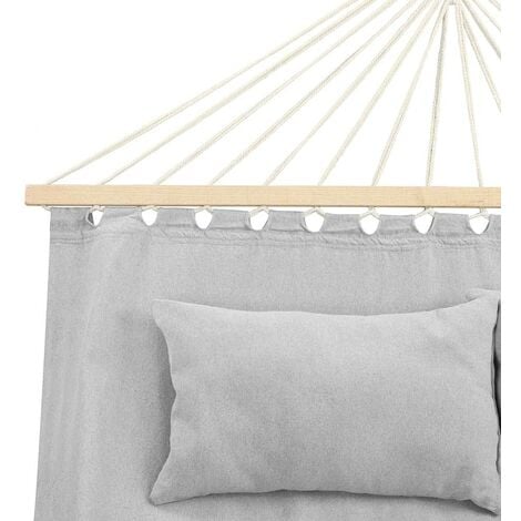 Amaca Da Giardino 200x100 Cm - Telo Cotone, Aste Legno, Colore Beige, Per Relax All'Aperto - Foto 8