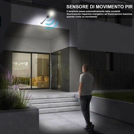 Lampione Stradale Faro LED 90W Solare Luce Esterno Sensore Movimento Telecomando