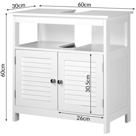 Mobile Sottolavabo BAKAJI Bianco - Armadietto Bagno 2 Ante Con Ripiani, Design Moderno Salvaspazio 60x30x60 Cm - Foto 11