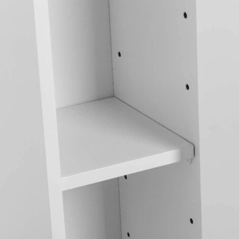 Mobiletto Bagno Con Portarotolo - 18x20x78cm, Bianco, Con Anta E 2 Ripiani