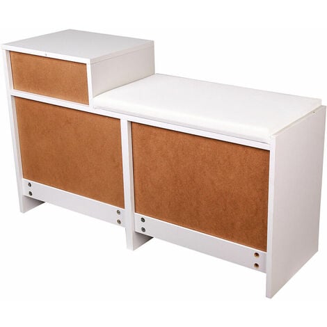 Mobile Mobiletto Scarpiera Panca Imbottita Bianca Dimensioni 94,5x57x30 cm