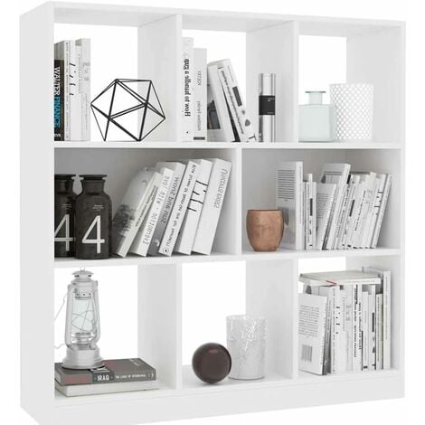 Mobile Scaffale Libreria da Terra 8 Vani Casa Ufficio Moderno Legno Bianco