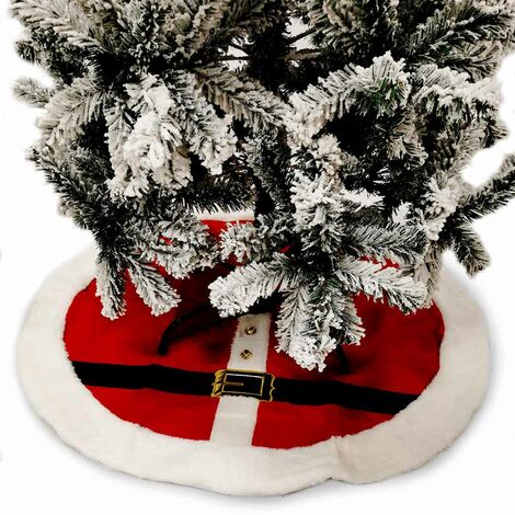Tappeto Gonna Copertura Base Albero di Natale Natalizio Rosso e Bianco 120 cm (1/5)