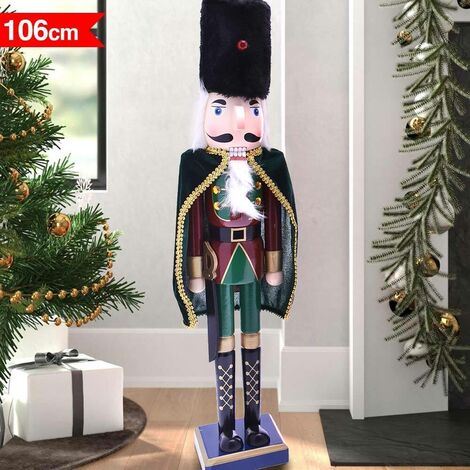 Casa Natale Ornamento Legno Schiaccianoci - Soldatino Natalizio Con Luci LED Bianco Caldo - Regalo Decorativo