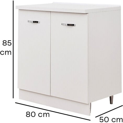 Mobile Base per Cucina Componibile Minimal Colore Bianco con 2 Ante 2 Scomparti