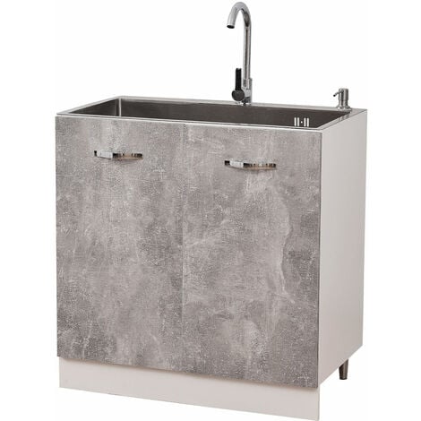 Mobile Sottolavello Cucina Componibile Mobiletto Colore Grigio Cemento 2 Ante