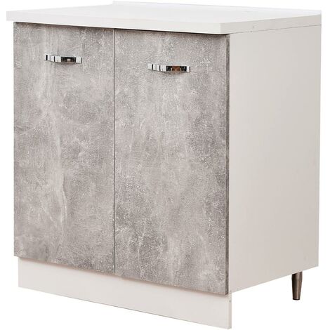 Mobile Base per Cucina Componibile Colore Grigio Cemento con 2 Ante 2 Scomparti