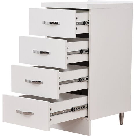Cassettiera per Cucina Mobile Mobiletto 4 Cassetti Minimal Legno Colore Bianco