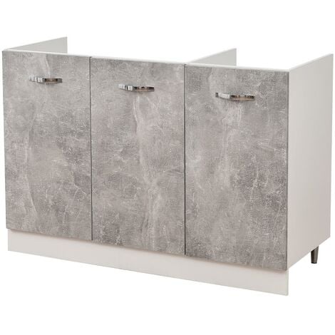 Mobile Sottolavello Cucina Componibile Mobiletto Colore Grigio Cemento 3 Ante