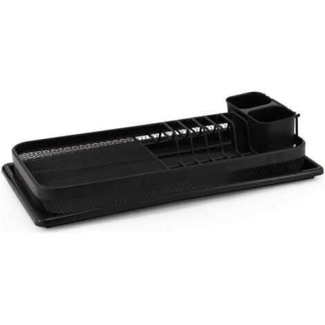Scolapiatti e Posate in Filo Metallico Nero da Appoggio per Cucina 47x11xh21 cm