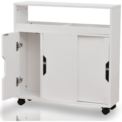 Mobiletto Armadio Portaoggetti Carrello Stretto Salvaspazio Multiuso Bianco (1/5)