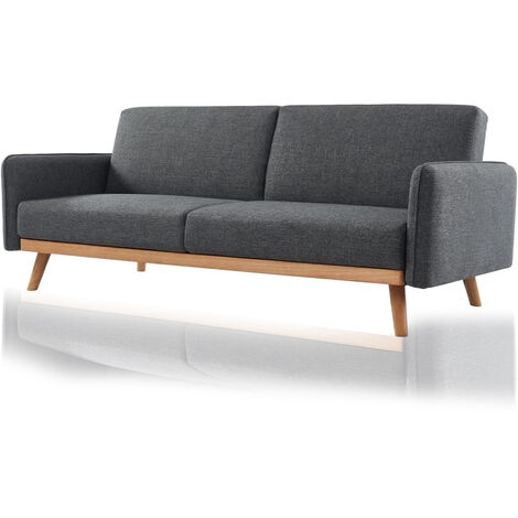 Divano Letto 3 Posti Scandinavo Design Moderno Clik Clak Convertibile Grigio
