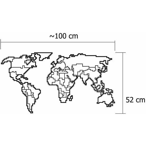 Homemania Decorazione da Parete Mappa del Mondo 90x55 cm Metallo Nero