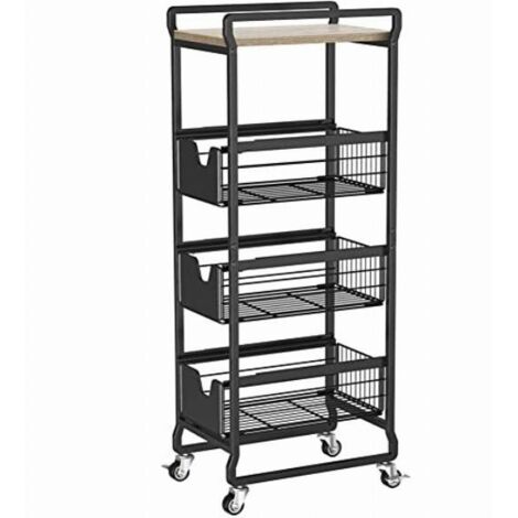 Carrello Metallo Carrello Portaoggetti 3 Ripiani Mobile In Metallo - Bianco, Per Cucina, Bagno, Ufficio Carrellino Con Ruote Portatutto - 3