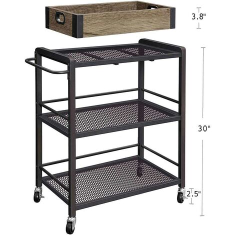 Carrello Da Cucina Multiuso Relaxdays Con Ruote - 3 Ripiani, Acciaio Bianco, H86xL38xP39 Cm