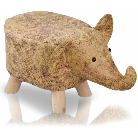 Poggiapiedi Sgabello Basso Forma Elefante Animale Pouf Bambini Colore  Marrone