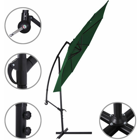 Ombrellone da giardino decentrato Suitset 3x3 Mt alluminio Grigio MO429-03