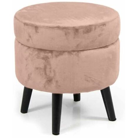 Pouf Contenitore Sgabello Cassapanca Poggiapiedi in Tessuto Velluto Rosa 37x40