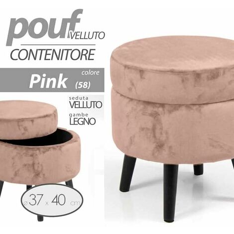 Sgabello Poggiapiedi Pieghevole In Velluto Viola Chiaro Con Contenitore - 43x33x33 Cm, Tasca Laterale