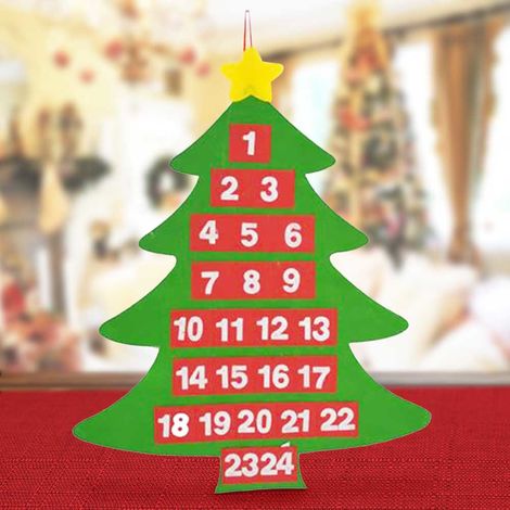 Calendario Avvento Albero di Natale Feltro con Tasche Decorazioni Natalizie  54cm