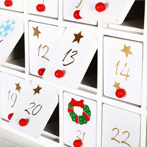 Calendario Dell'Avvento Di Natale In Legno A Forma Di Libro Con 24 Cassetti - Decorazione Scrivania Per Conto Alla Rovescia Con Piccoli Regali E Caramelle - 2