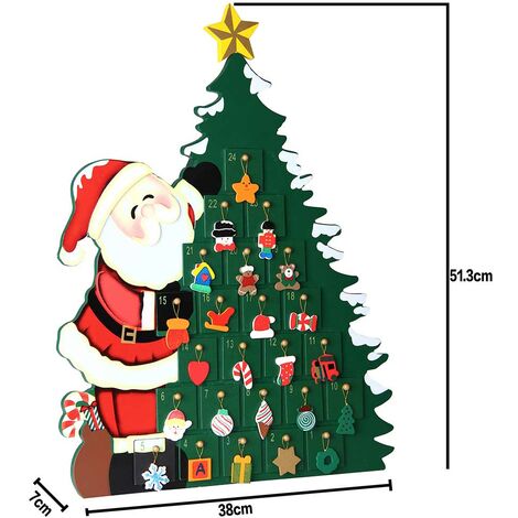 Calendario Albero dell'Avvento in Pannolenci - 63 x H 77 cm - Il Villaggio  di Babbo Natale