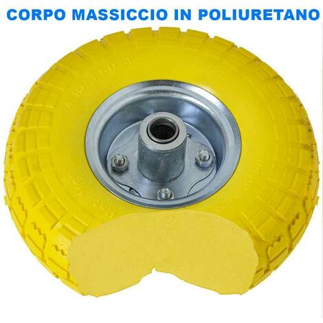RUOTA PER CARRIOLA PIENA POLIURETANO D. 350X80 ASSE CM 20 CON - Foto 6
