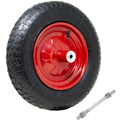 Ruota Pneumatica per Carriola 35 cm Gomma 3.50-8 + Asse Lungo 210 mm Incluso