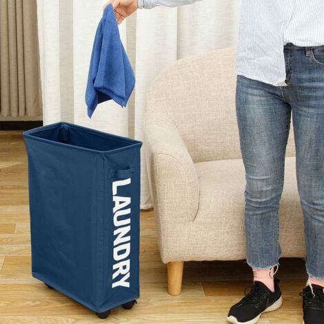 Cesto Per Biancheria 100L Con Coperchio - In Vimini Grigio - Salvaspazio Per Bagno O Camera