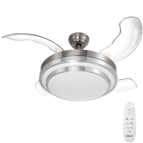Ventilatore Lampadario da Soffitto 4 Pale richiudibili LED e Telecomando 106 cm